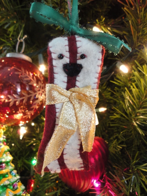 No tree should be without a hand crafted bacon ornament. Thanks, Jules, for the best Christmas gift ever!